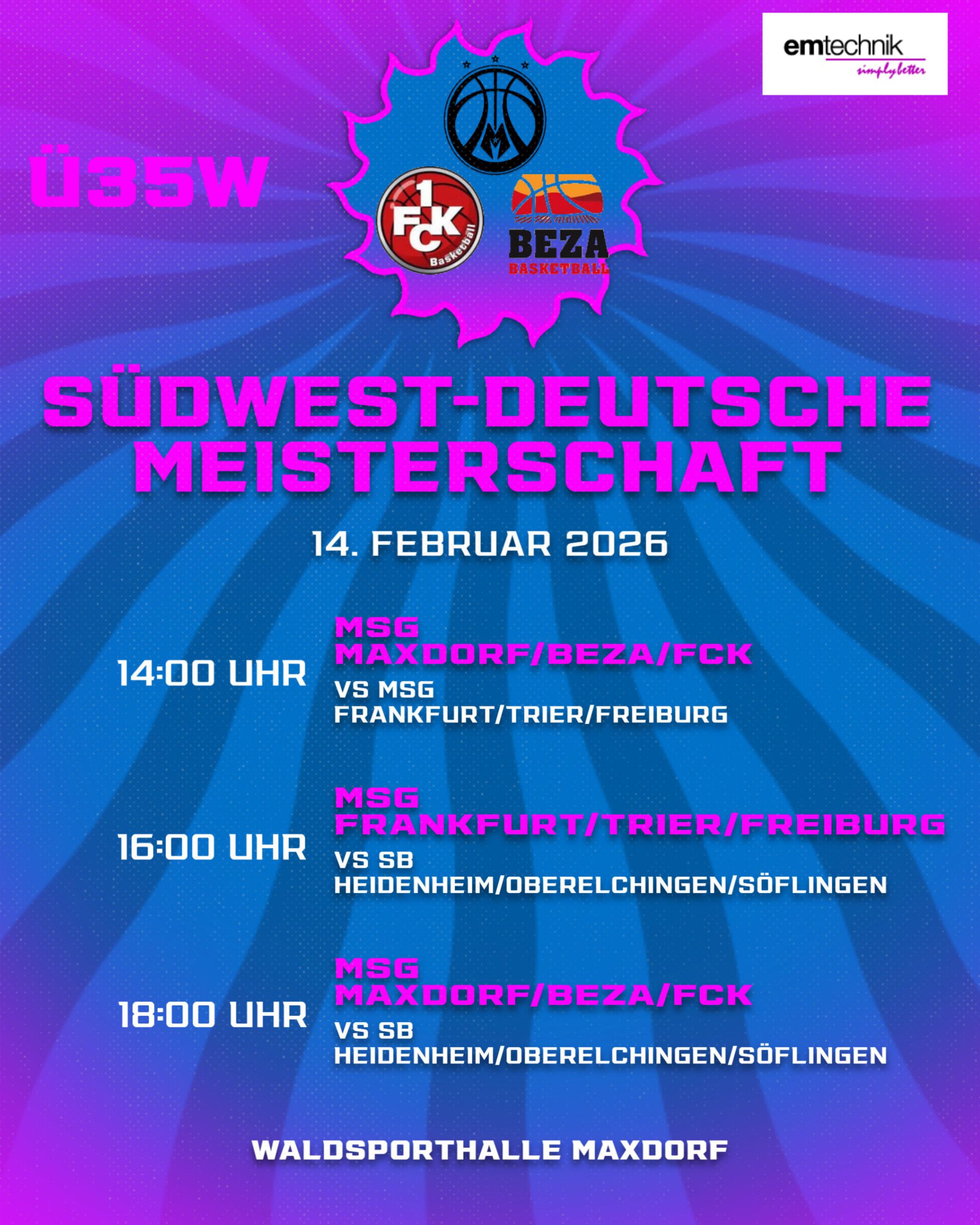 Basketball / Südwest-Deutsche Meisterschaft Ü35W am 14.02.2026