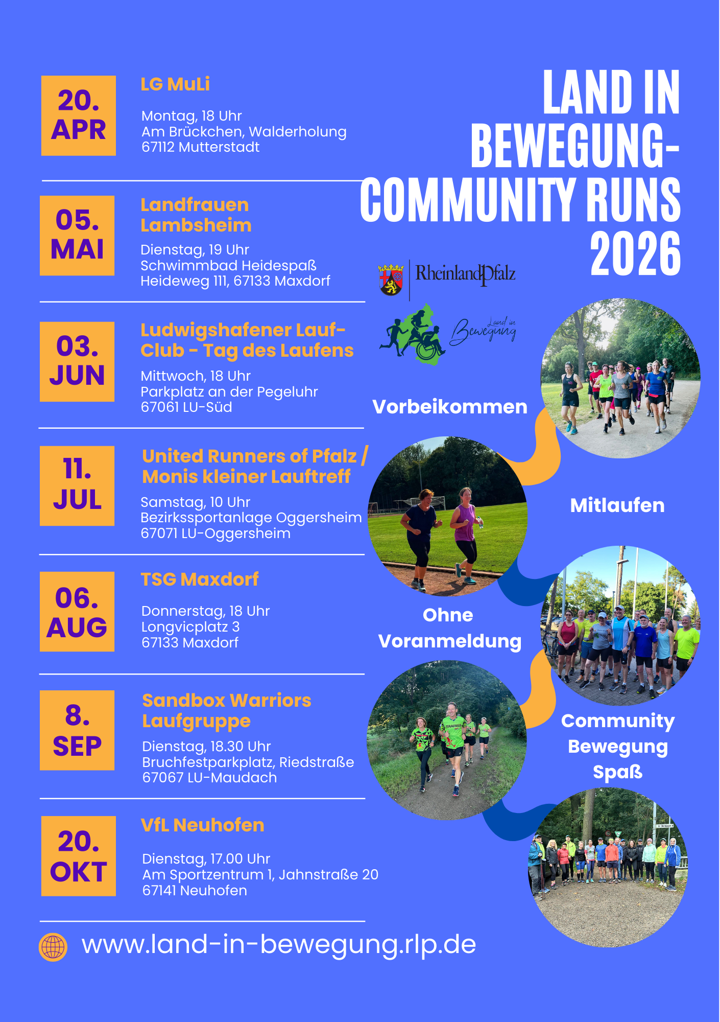 Landesinitiative „Land in Bewegung“ / Community Run der TSG Maxdorf am 06.08.2026